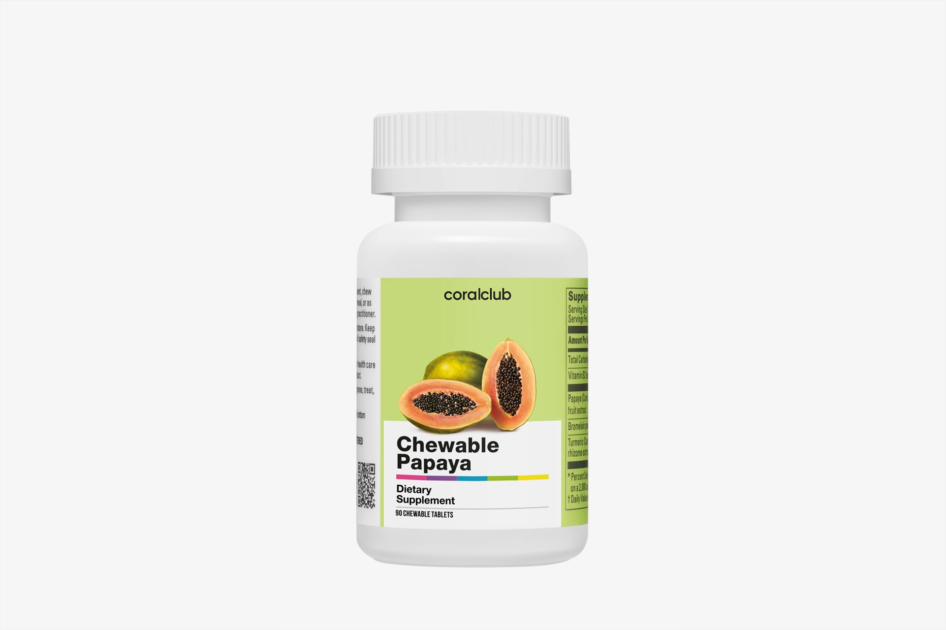 Chewable Papaya kurkuma kivonattal, bromelain enzimmel és B2 vitaminnal, étrend-kiegészítő rágótabletta, édesítőszerekkel